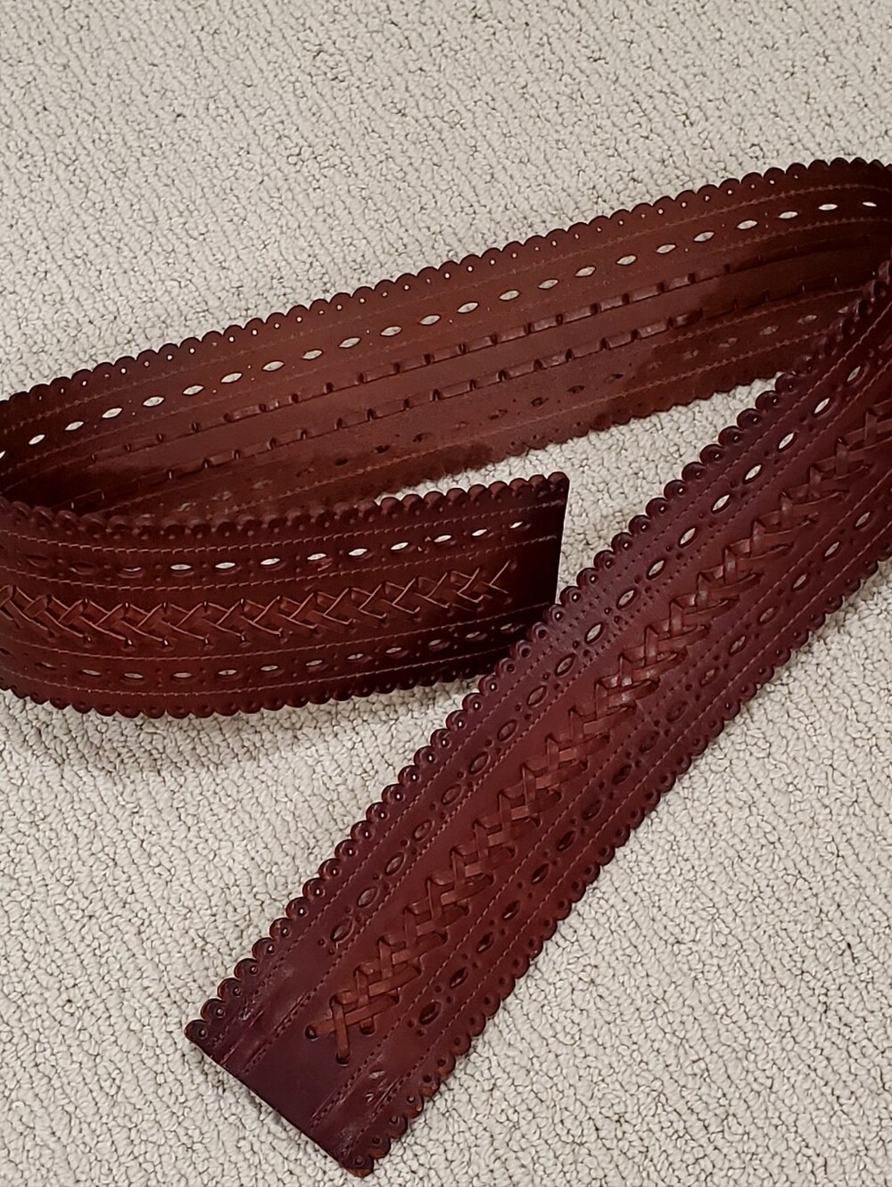 Saddle Brown Leather Artisan Corset Wide Multi-Way Statement Belt XL LIKE NEW - Picture 7 of 15